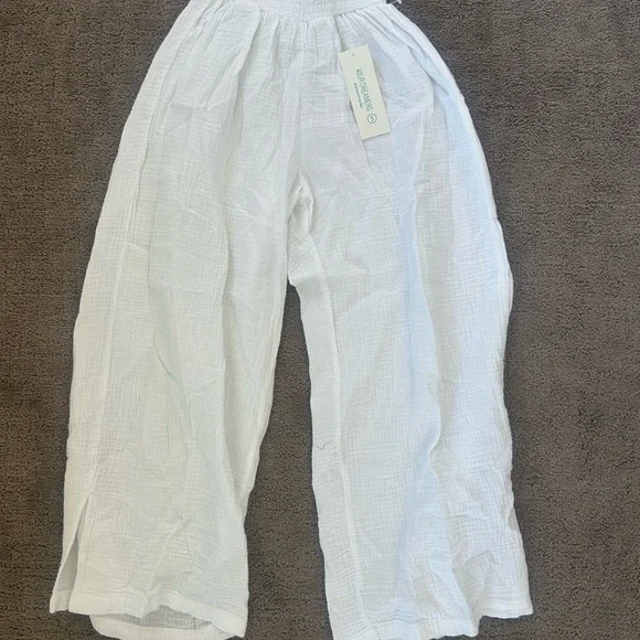 Dreamers White Linen Wide Leg Pants | Beach Vacation Resort Wear | S | NWT - Picture 2 of 6